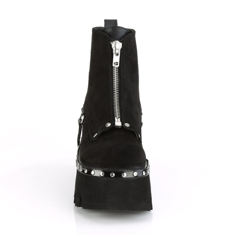 Ashes-100 Black Vegan Suede Demonia Botas
