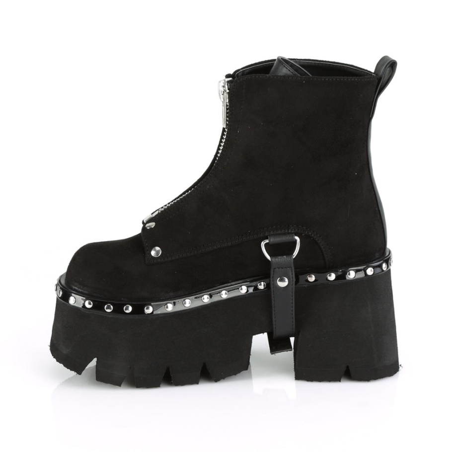 Ashes-100 Black Vegan Suede Demonia Botas