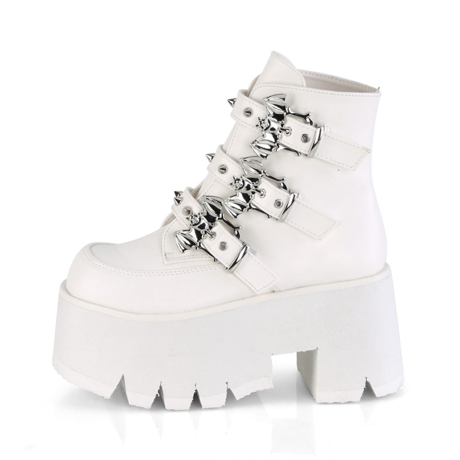 Ashes-55 Blanco Cuero Vegano Demonia Botas