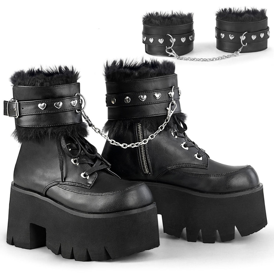 Ashes-57 Demonia Botas Cuero Vegano Negro