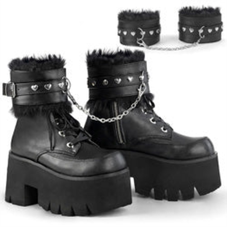 Ashes-57 Demonia Botas Cuero Vegano Negro