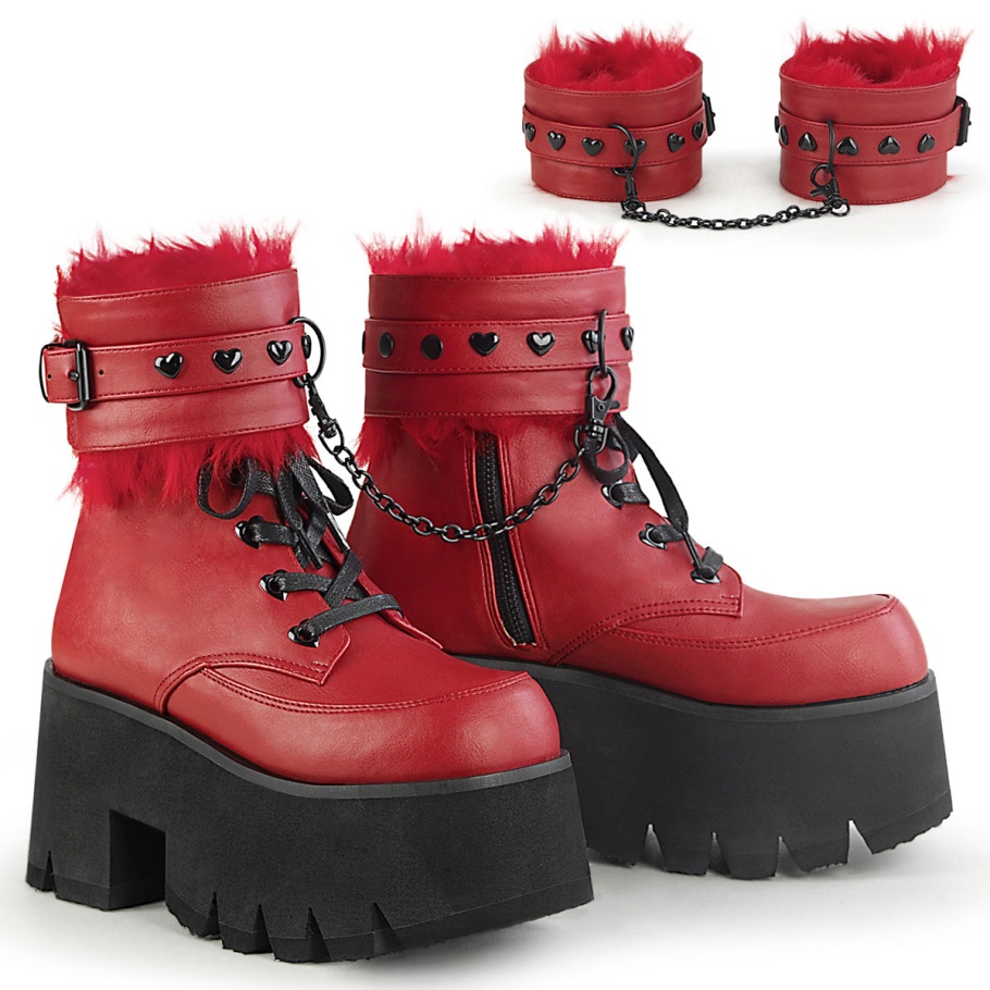 Ashes-57 Botas Demonia Piel Vegana Rojo
