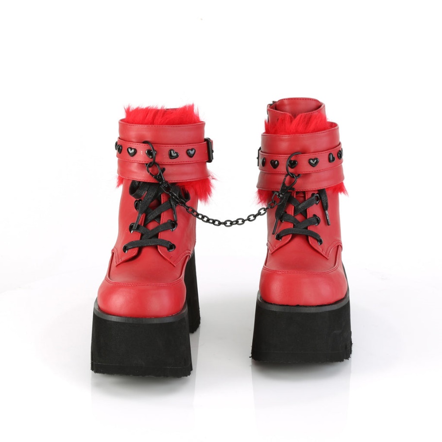 Ashes-57 Botas Demonia Piel Vegana Rojo