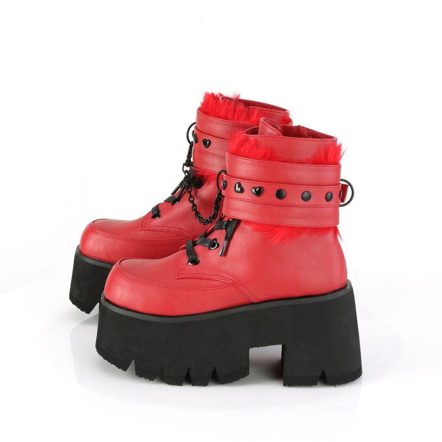 Ashes-57 Botas Demonia Piel Vegana Rojo