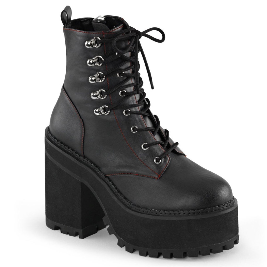 Botas De Asalto-100 Demonia Cuero Vegano Negro