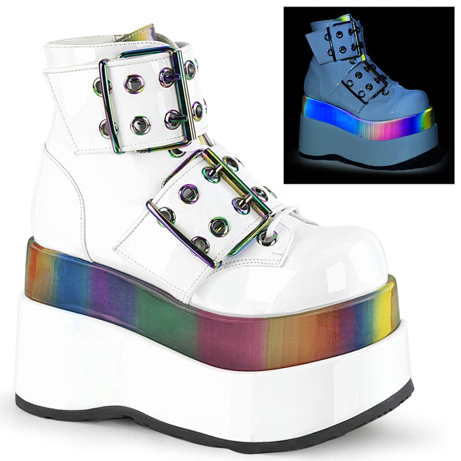 Bear-104 Botas Demonia Reflectantes Charol Blanco-arcoiris