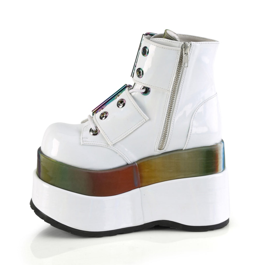 Bear-104 Botas Demonia Reflectantes Charol Blanco-arcoiris