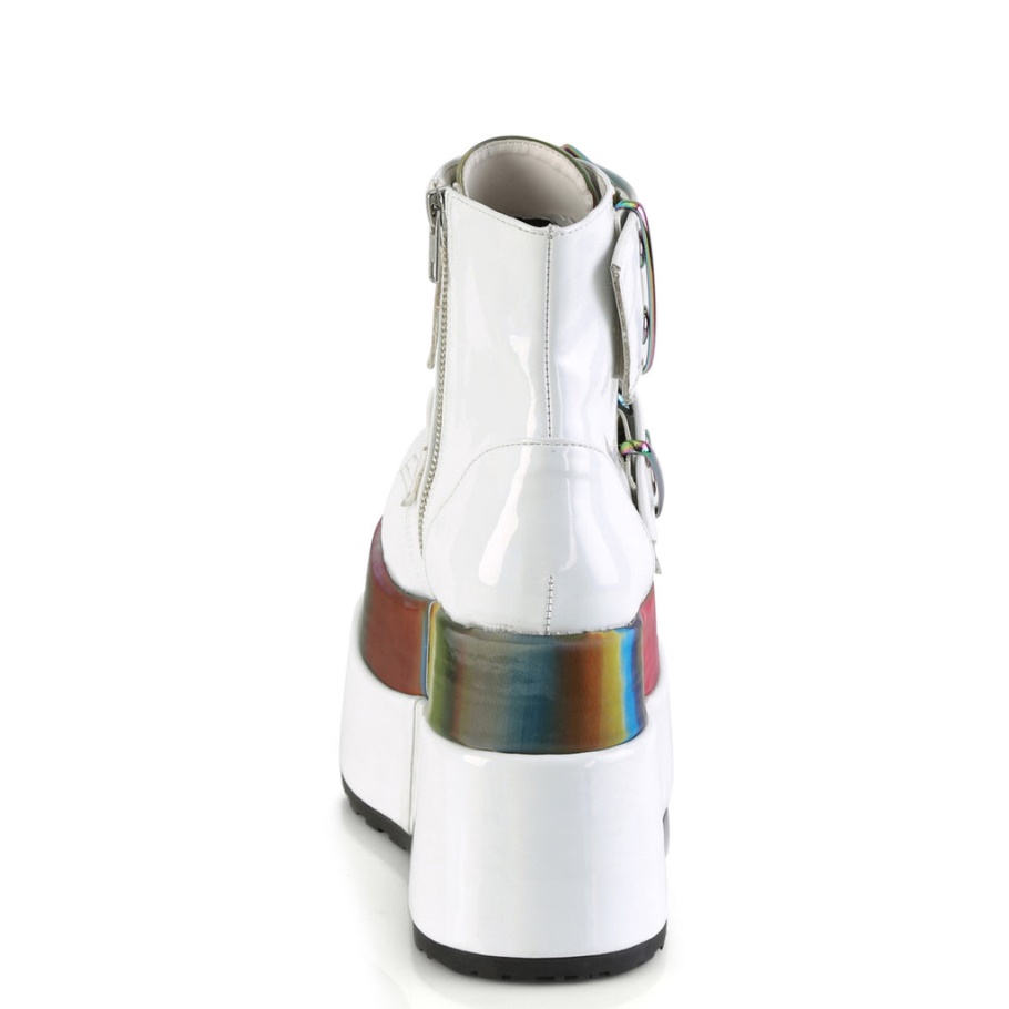 Bear-104 Botas Demonia Reflectantes Charol Blanco-arcoiris