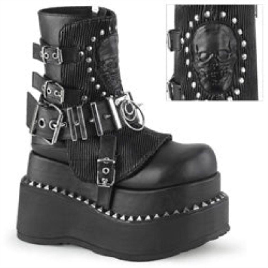 Bear-150 Botas Demonia Cuero Vegano Negro