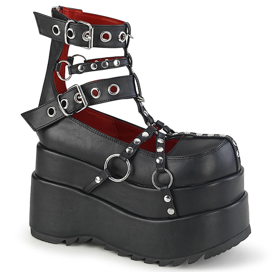 Bear-28 Botas Demonia Negras De Piel Vegana
