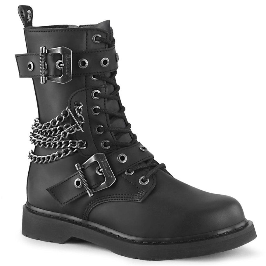 Bolt-250 Black Vegan Leather Demonia Botas
