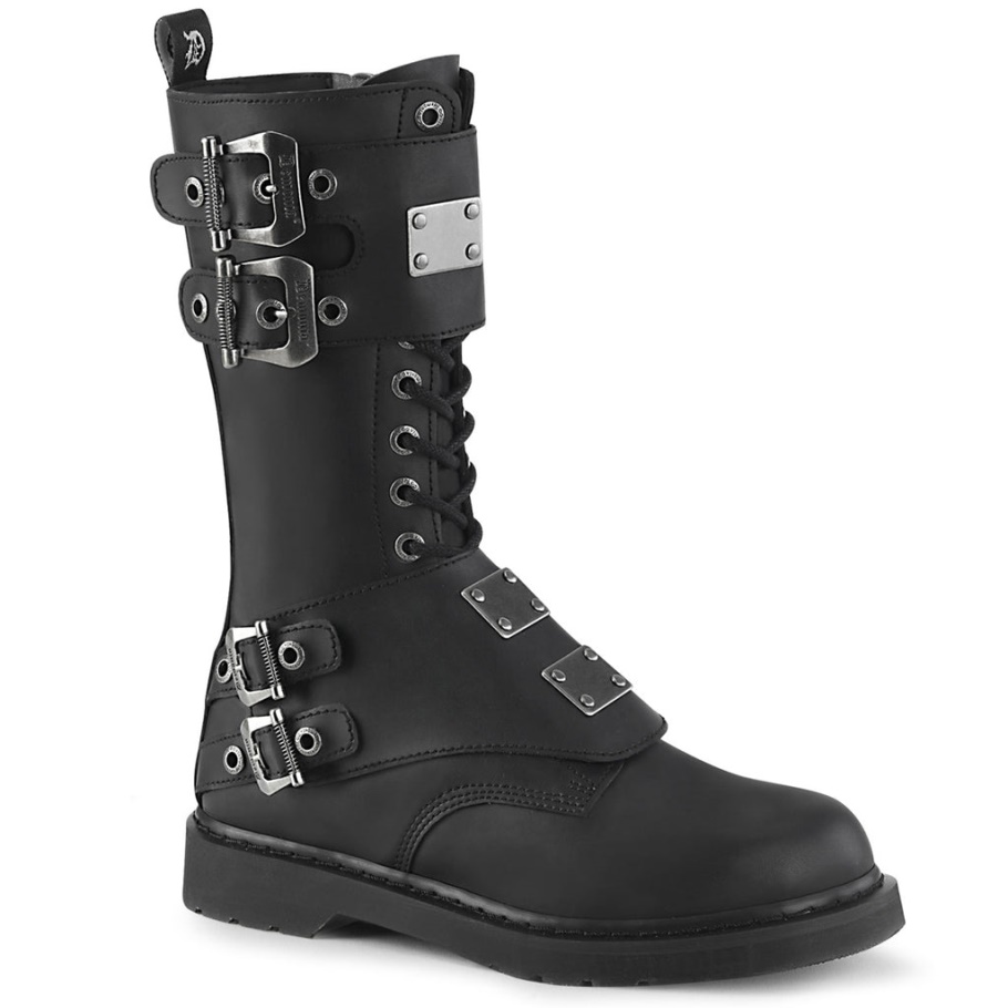 Bolt-345 Black Vegan Leather Demonia Botas