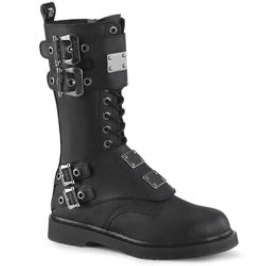 Bolt-345 Black Vegan Leather Demonia Botas