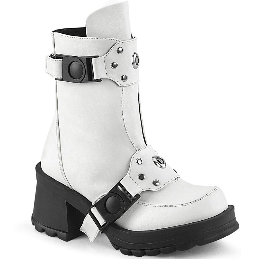 Bratty-56 Demonia Botas Cuero Vegano Blanco