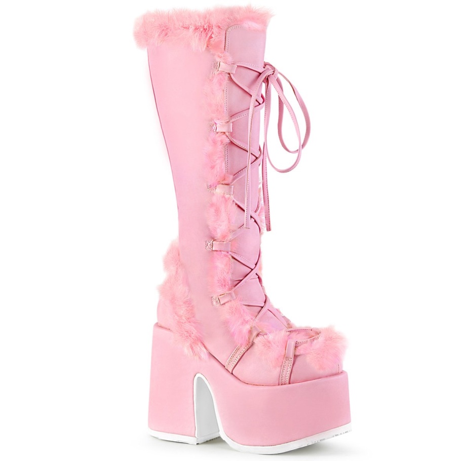 Camel-311 Pastel Pink Vegan Leather Demonia Botas