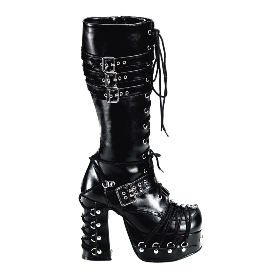 Charade-206 Demonia Botas Cuero Vegano Negro