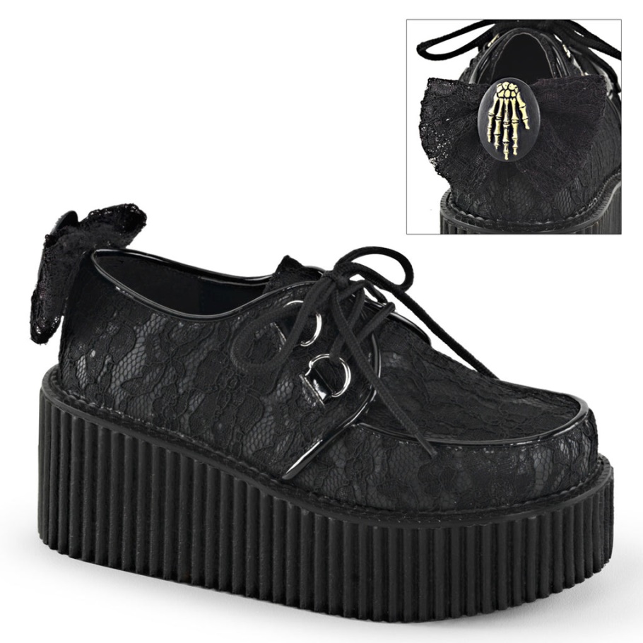 Creeper-212 Demonia Spain Cuero Vegano Negro-cordones