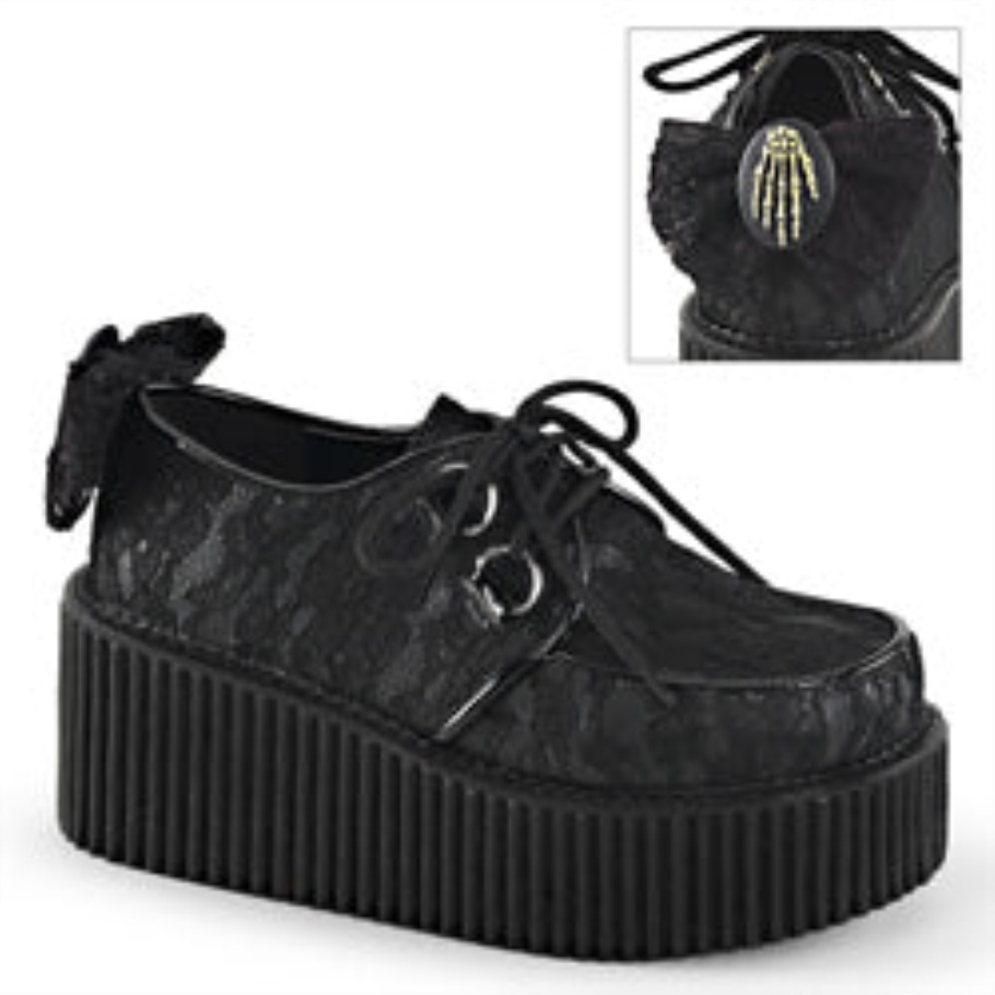 Creeper-212 Demonia Spain Cuero Vegano Negro-cordones