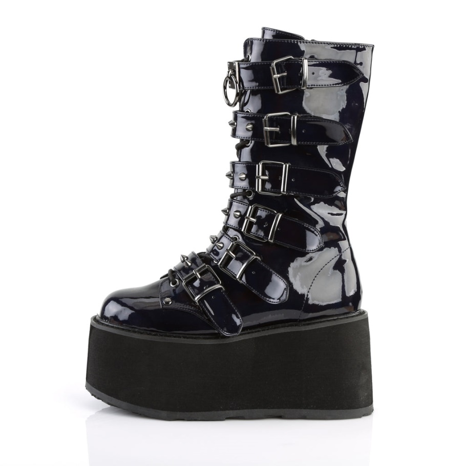 Damned-225 Negro Holograma Cuero Vegano Demonia Botas