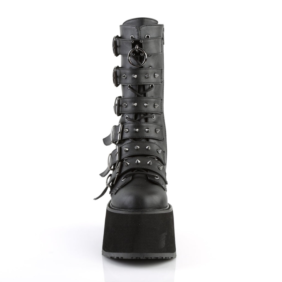 Damned-225 Botas Demonia Negras De Cuero Vegano