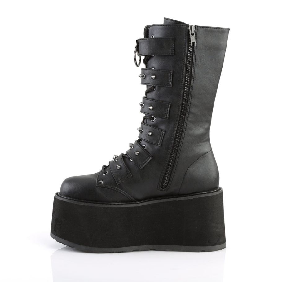 Damned-225 Botas Demonia Negras De Cuero Vegano