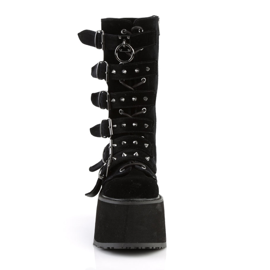 Damned-225 Demonia Botas Terciopelo Negro