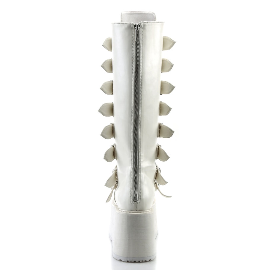 Damned-318 Demonia Botas Cuero Vegano Blanco