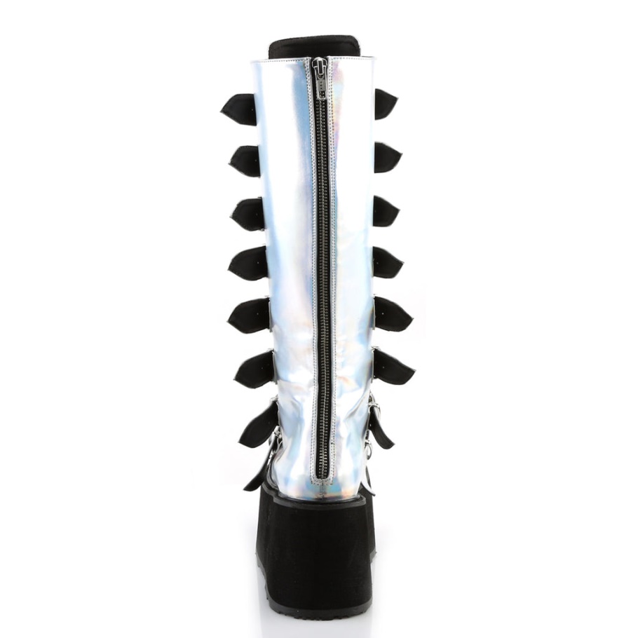 Damned-318 Plata Holograma Cuero Vegano Demonia Botas
