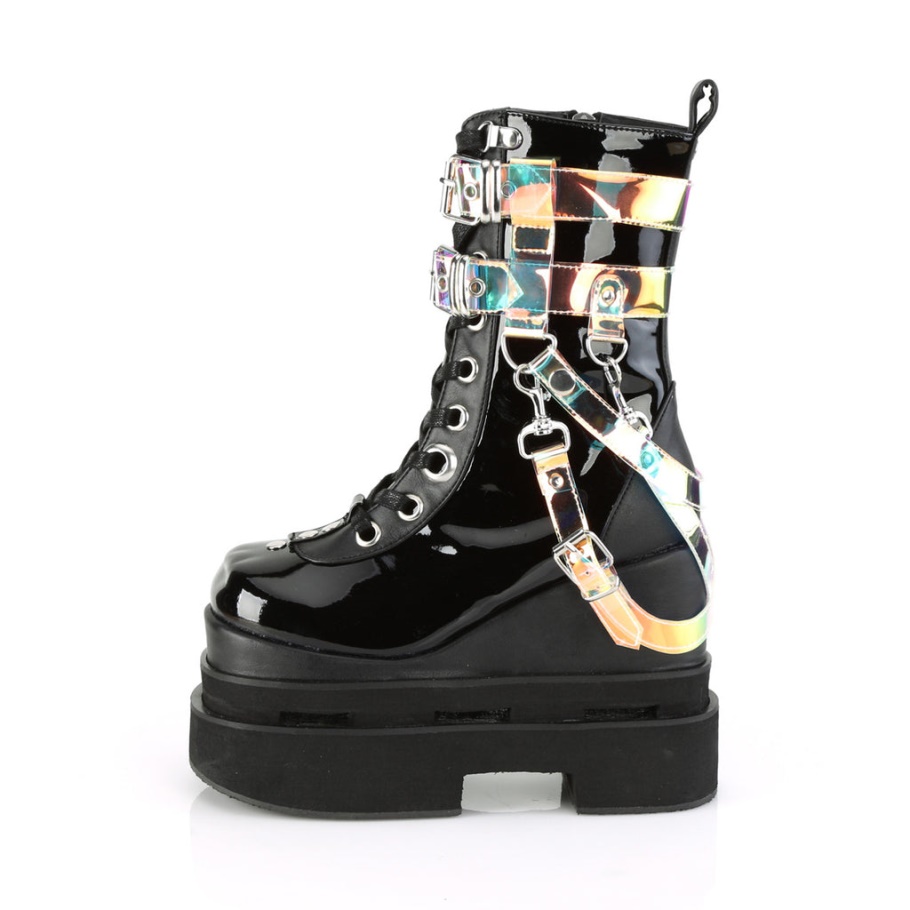 Demonia Botas Encaje Negro Overlay Glam-240