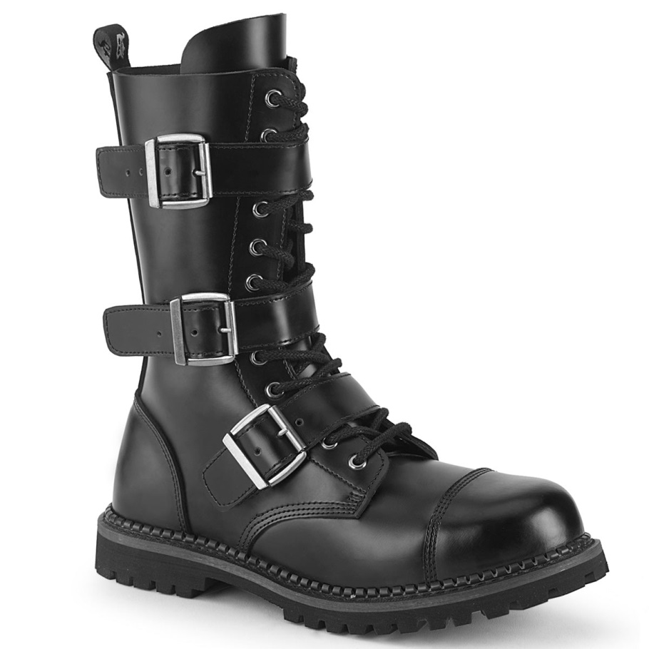 Botas Demonia Cuero Negro Riot-12bk