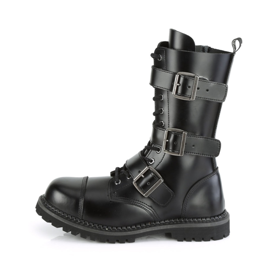 Botas Demonia Cuero Negro Riot-12bk