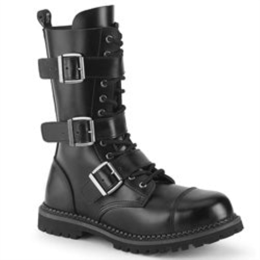Botas Demonia Cuero Negro Riot-12bk