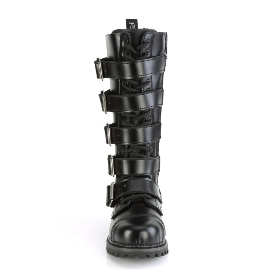 Demonia Botas Cuero Negro Riot-18bk