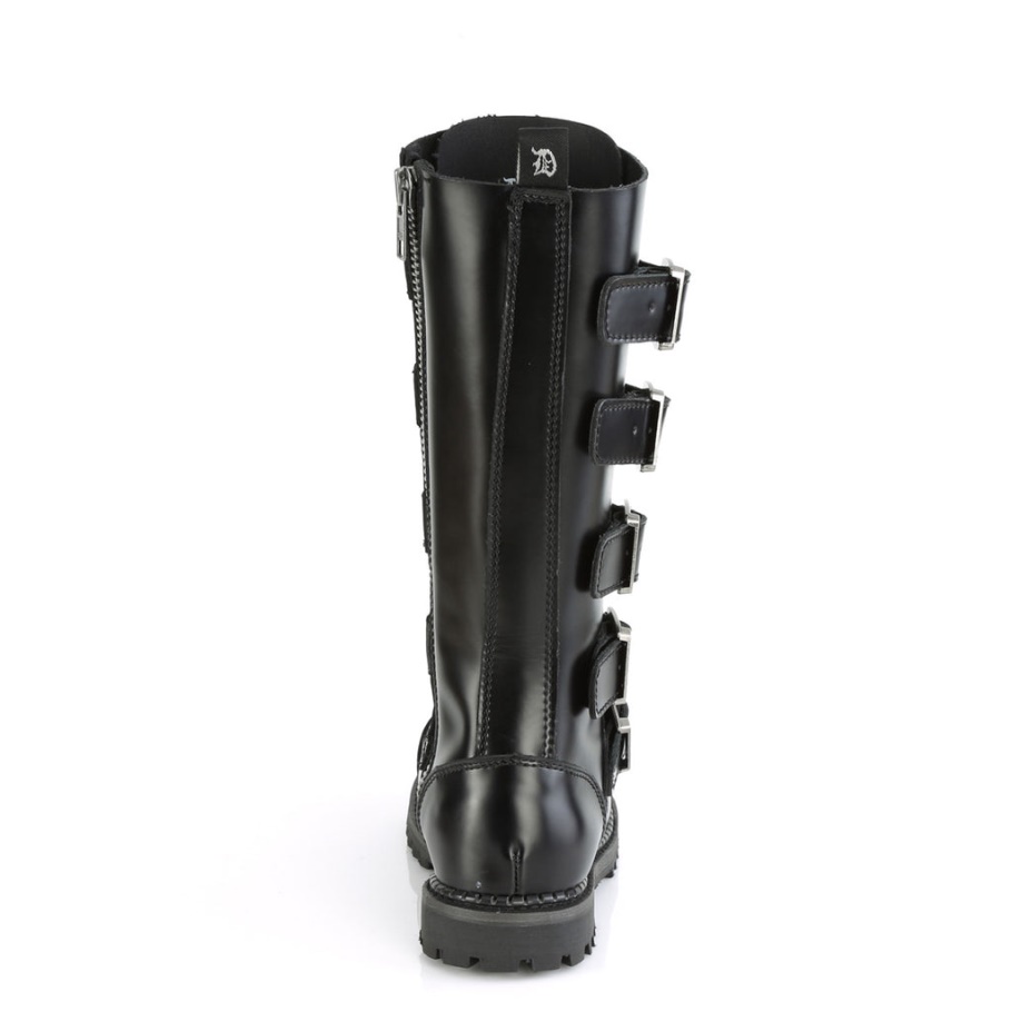 Demonia Botas Cuero Negro Riot-18bk