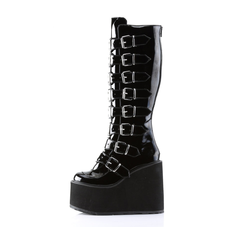 Botas Demonia Charol Negro Stack-301