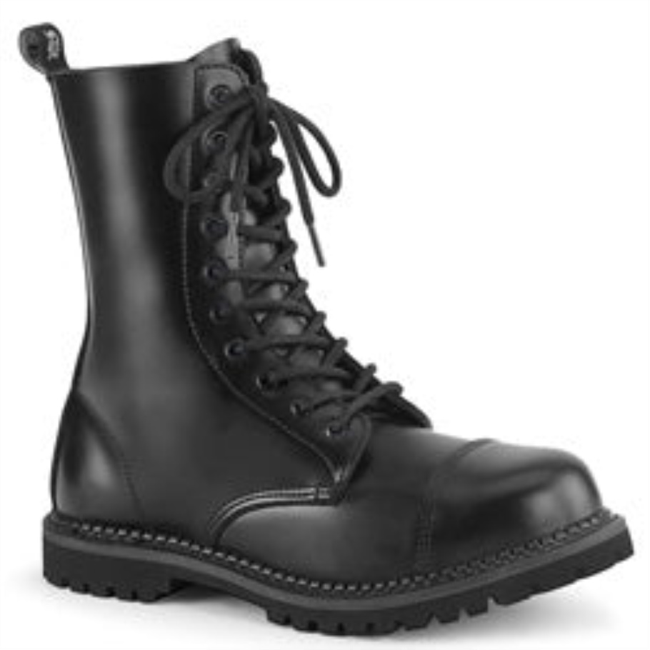 Botas Demonia Cuero Vegano Negro-rojo Slay-77