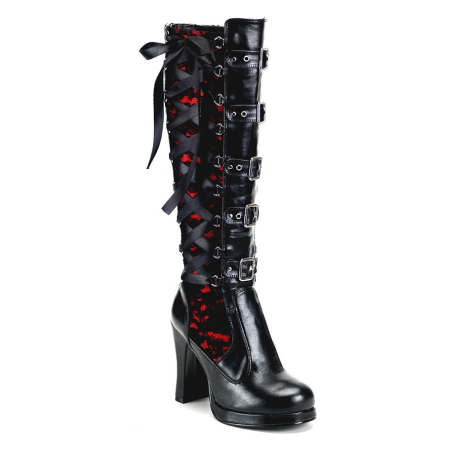 Demonia Botas Cuero Vegano Negro Bratty-206
