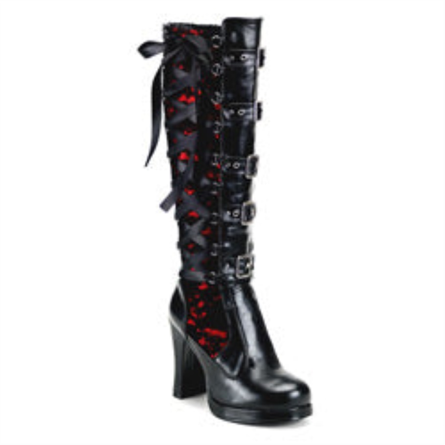 Demonia Botas Cuero Vegano Negro Bratty-206