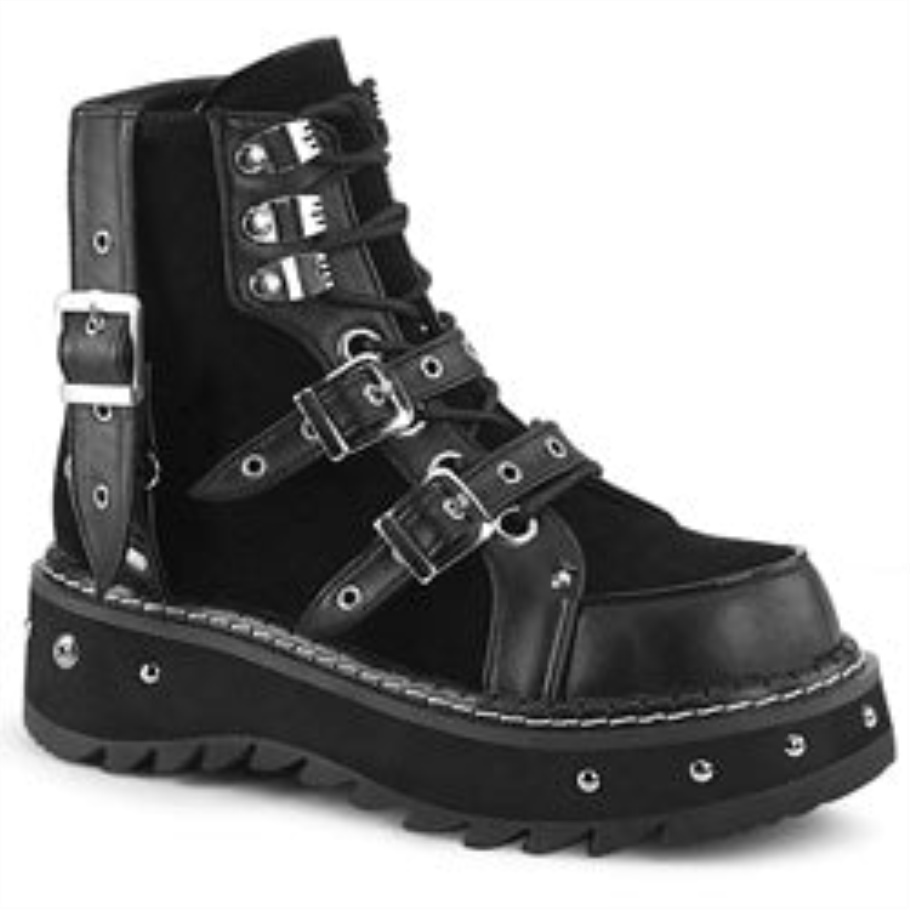Demonia Botas Cuero Vegano Negro Bratty-50