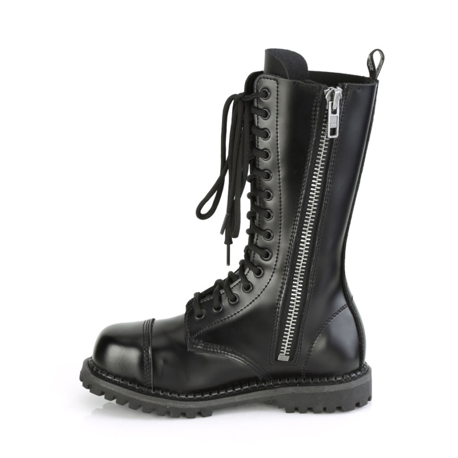 Demonia Botas Negro Cuero Vegano Sepulturero-255