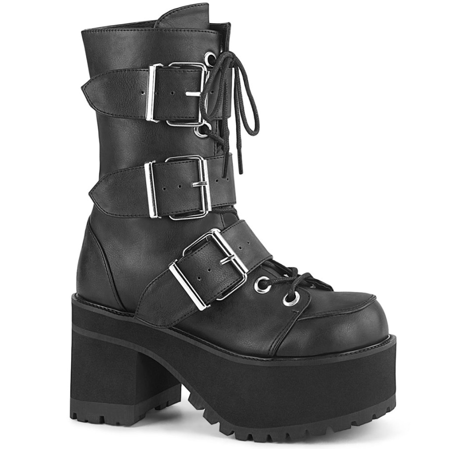 Botas Demonia Cuero Vegano Negro&holograma Cenizas-70