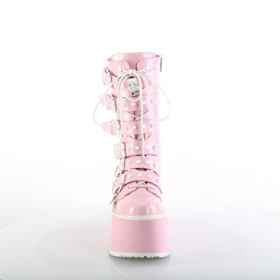 Demonia Botas Cuero Vegano Negro-rosa Holograma Torment-216