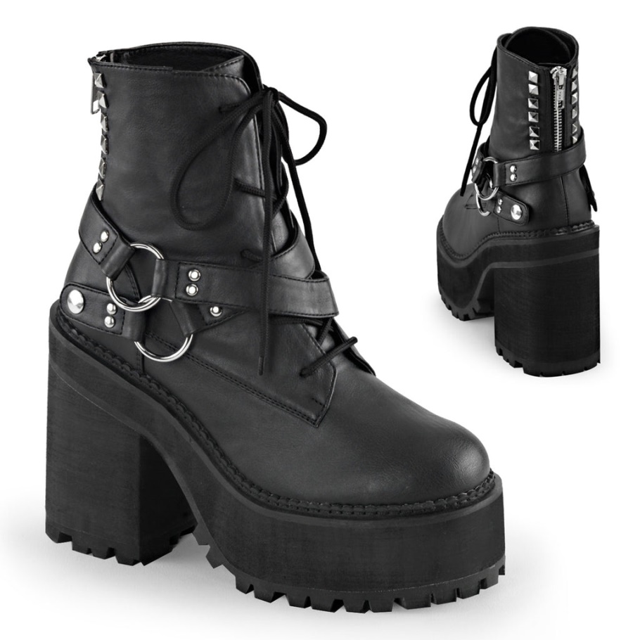 Demonia Botas Cuero Vegano Negro Stomp-13