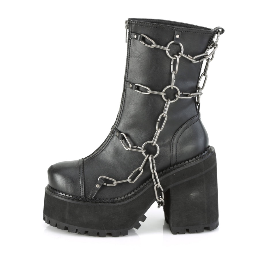Demonia Botas Cuero Vegano Negro Stomp-15