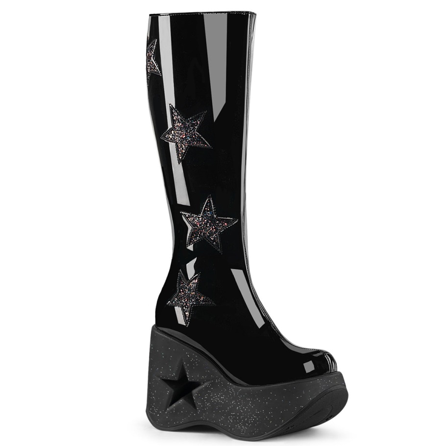 Dynamite-218 Negro Multi Glitter Demonia Botas