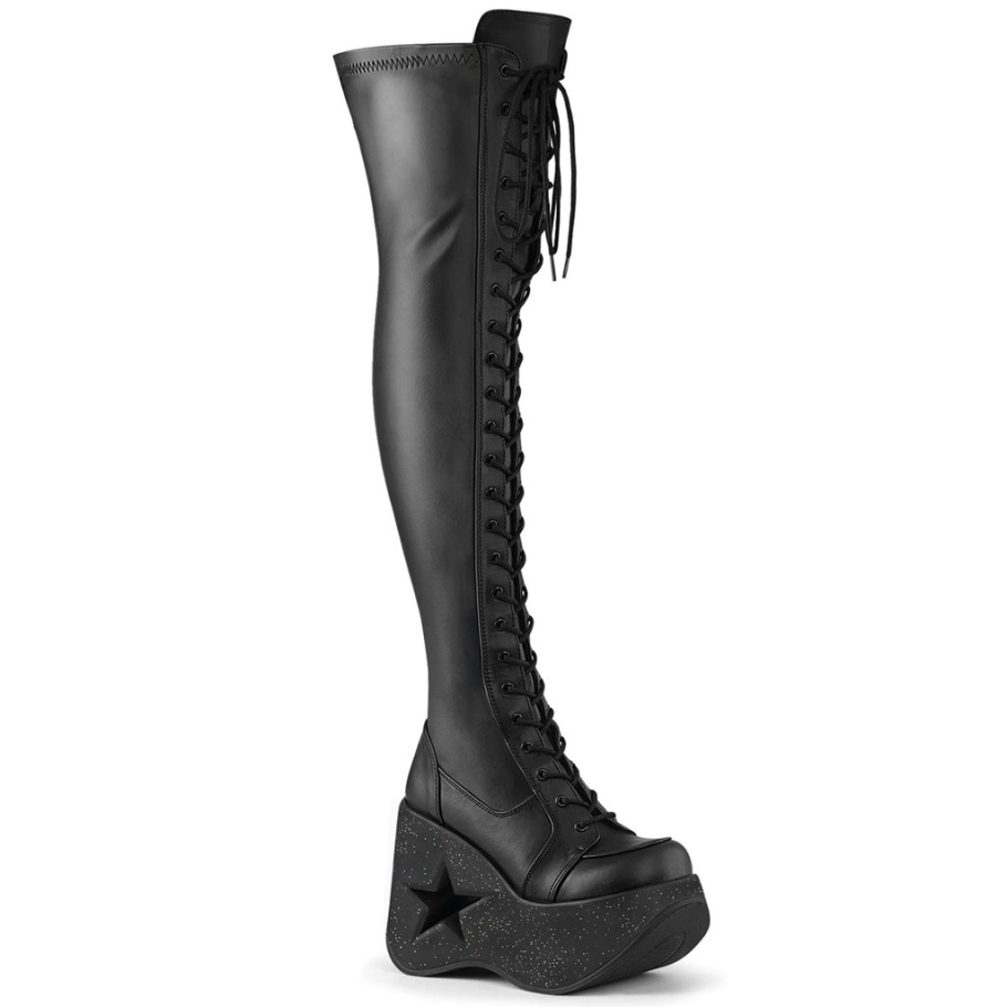 Dynamite-300-1 Black Str Cuero Vegano Demonia Botas