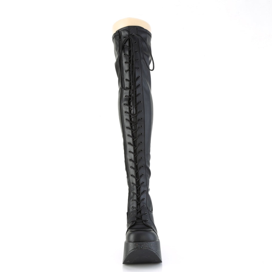 Dynamite-300-1 Black Str Cuero Vegano Demonia Botas