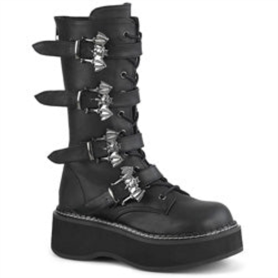 Emily-322 Demonia Botas Cuero Vegano Negro