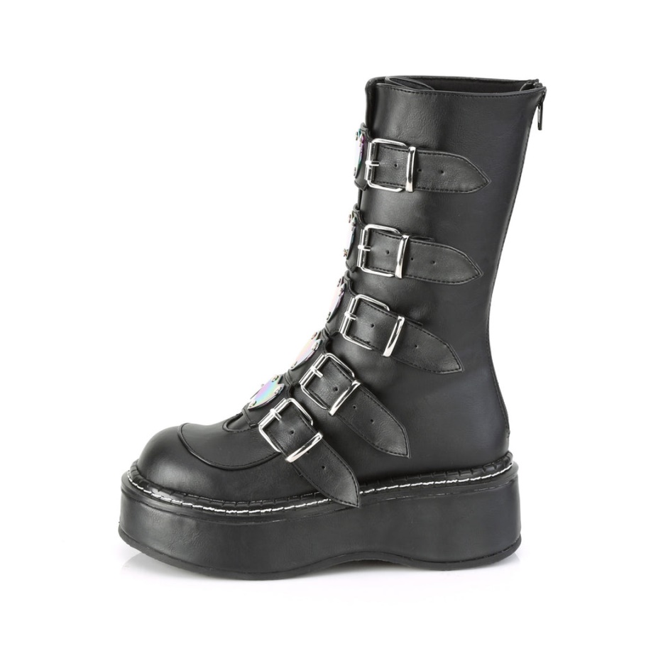 Emily-330 Demonia Botas Cuero Vegano Negro