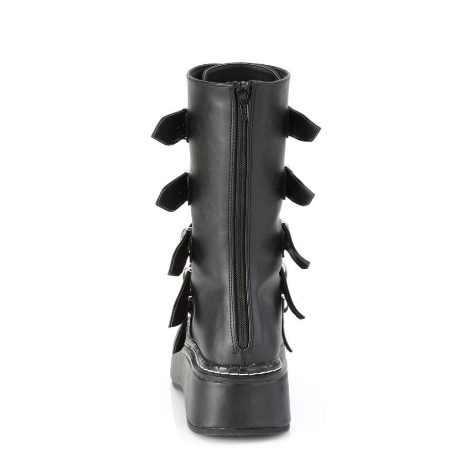 Emily-330 Demonia Botas Cuero Vegano Negro